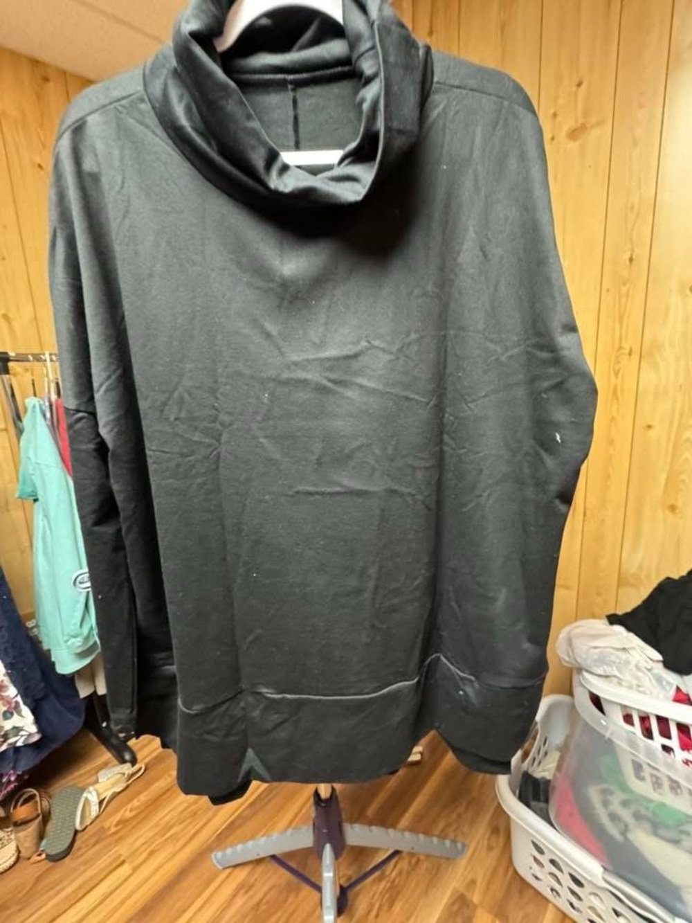 Black Cowl Neck Pullover Sweatshirt
